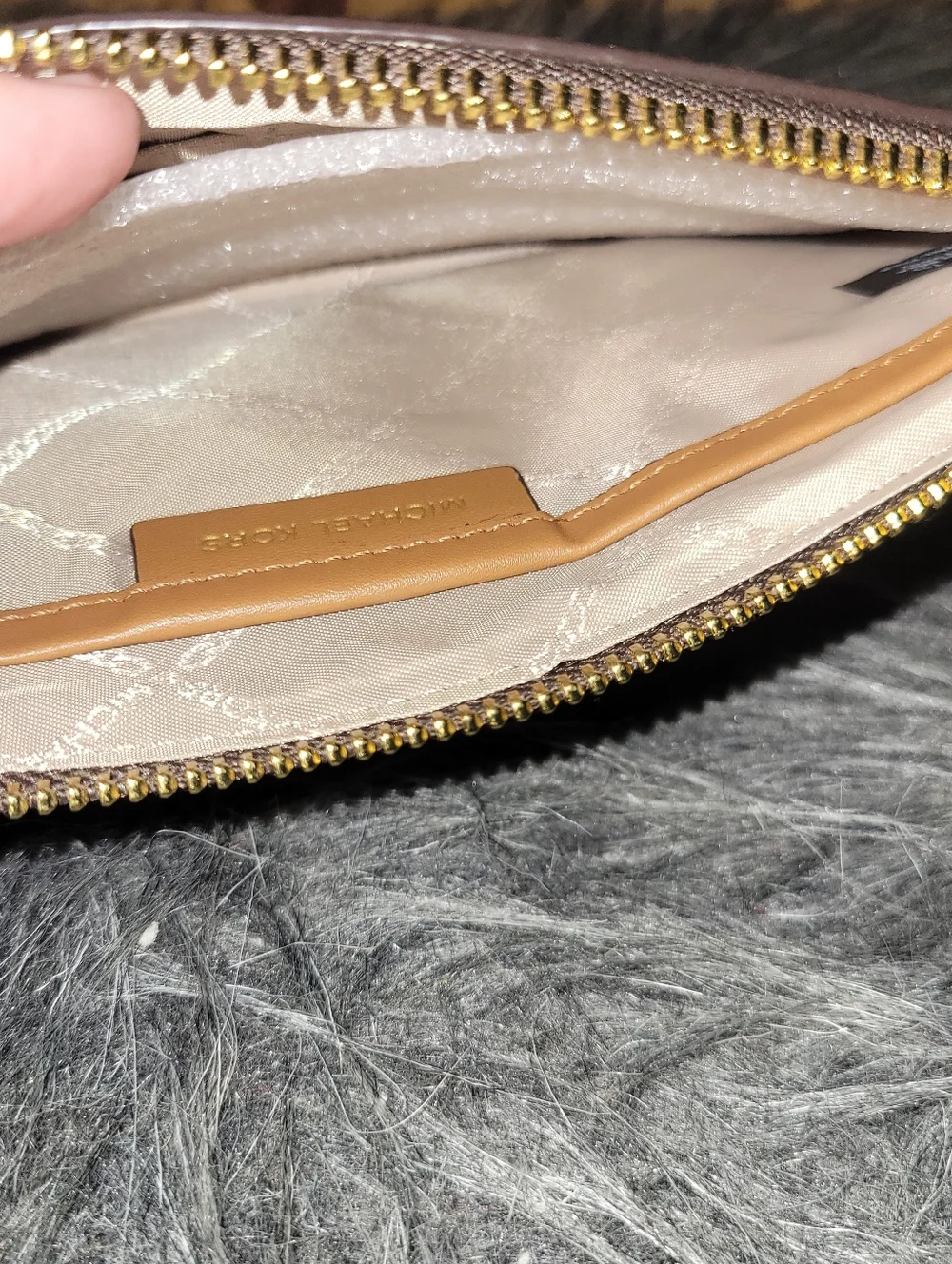 Michael Korsjet Set  Brown Logo Wristlet